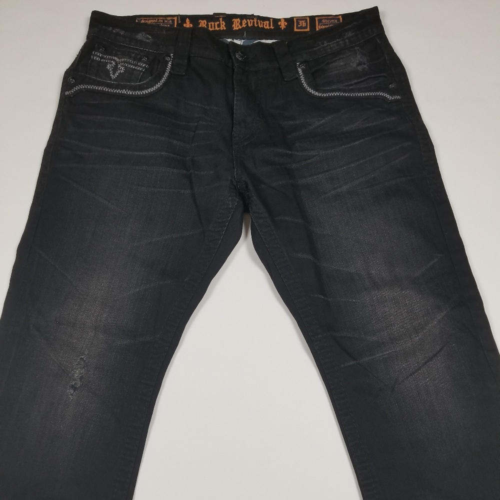 Rock Revival Jeans Black Buckle Size 36 #J28 EP